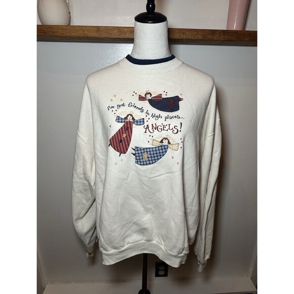 Vintage Made In USA Top Stitch By Friends Angels Crewneck Sweatshirt Size Large - Picture 1 of 8